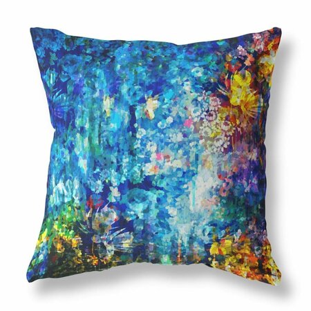 PALACEDESIGNS 16 in. Bright Springtime Indoor & Outdoor Throw Pillow Bright Blue & Yellow PA3099239